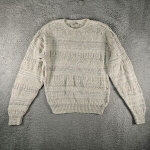 Vtg Amana Colonies Woolen Mills Sweater Womens L Cable Knit Fishermen 90s READ!!
